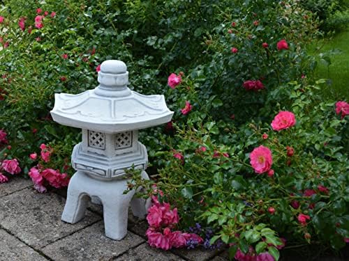 Asian Pagoda Lantern Statue Zen Garden Handmade Decoration Concrete Lantern Figurine Creative Outdoor Decor Gray - Image 3