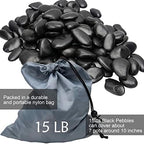 Black River Rocks - Large Polished Black Pebbles for Plants & Garden Decorative Stones, 1-2 Inch, 15 Pound - Image 2