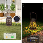 2 PCS Outdoor Lanterns Solar Powered Waterproof Decorative Hanging, Solar Power Lanterns for Outside, Christmas Gifts for Women, Flower Decor for Garden Lawn Backyard Front Porch - Image 3