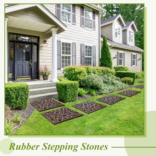 Pangda 8 Pcs Rubber Stepping Stones Garden Path Pavers 15x15 Inch, Copper - Image 6