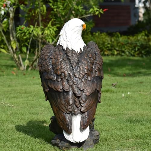 13" H x 24.4" L Standing Bald Eagle Garden Statue, Hand-Painted American Eagle Sculpture, Indoor & Outdoor Lawn Courtyard Decor, Patriotic Themed Decor,Brown - Image 4