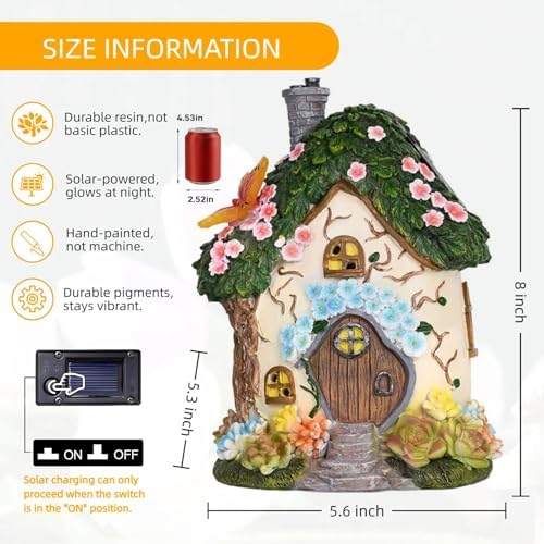 fairy garden house,fairy house,8 in,fairy garden accessories,solar powered - Image 2
