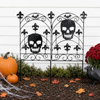 hogardeck 2PCS Halloween Decorations Outdoor, Metal Fence Decorative Garden Stakes with Skull Head for Halloween Decor, Yard Signs for Halloween Outside Garden Lawn Porch Party Decorations - Image 5
