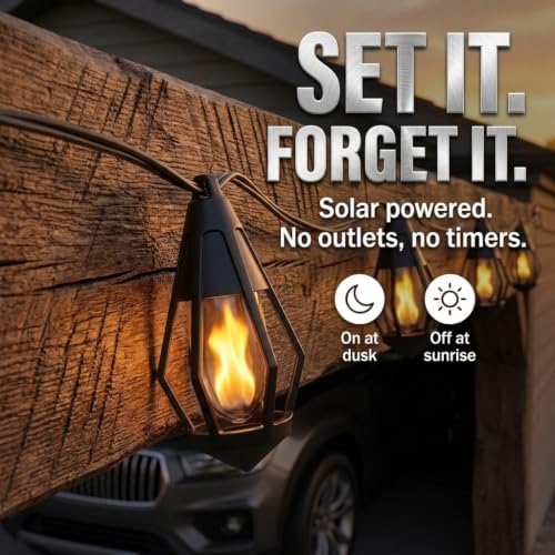 FoxFlame Solar String Lights Outdoor Waterproof, Patented Fire Effect 21 Ft - Image 5