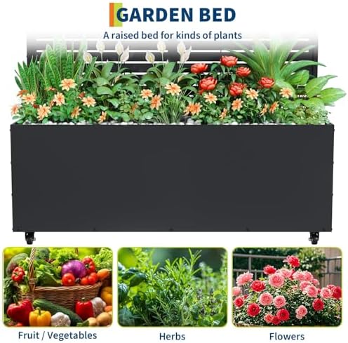 GarveeLife Metal Planter Box with Trellis and Wheels 71"x47"x16" - Image 5