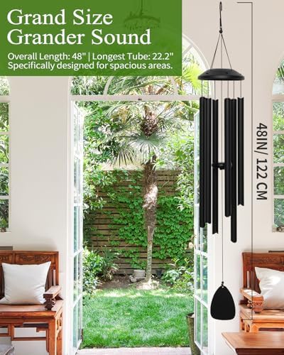 48" Wind Chimes for Indoor and Outdoor, Deep Bass Tone and Professional Tuned Aluminum Wind Chimes for Patio Garden Memorial, Sympathy Gift for Loss of Loved One, Housewarming Gift - Image 2
