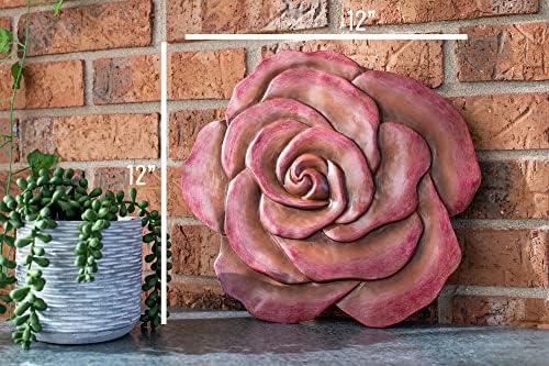 Magnolia Garden 12-Inch Sculpted Coral Rose Decorative Stepping Stone – 3D Floral Resin Garden Walkway Tile – Earthy Terra Cotta Flower Outdoor Accent - Image 2
