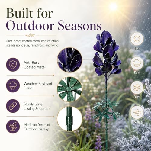 Bluebonnet Lupine Metal Garden Stake Rustic Flower Sculpture Yard Art Handmade 25.6” Outdoor Decorative Whimsical Floral Ornament for Lawn Patio Landscape Border Backyard Pathway Lover Gift(3pcs) - Image 4