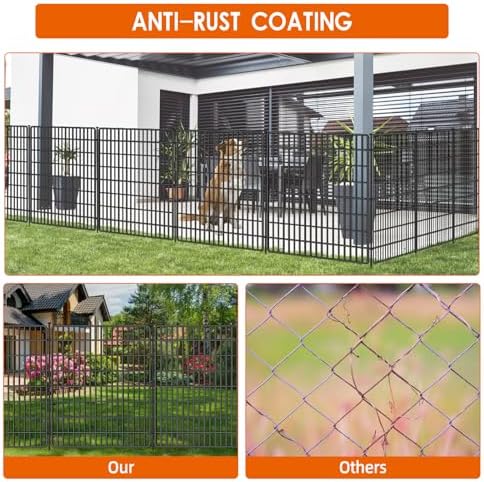 10 Panels No Dig Fence, 32 in(H) X 24 ft(L) Garden Decorative Fence Animal Barrier for Dogs, Rustproof Metal Garden Edging Border for Outdoor, Yard, Patio, Black - Image 6