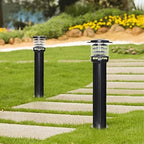 Outdoor Bollard Light Modern Pathway Lamp with Tiered Shade IP65 Waterproof Garden Landscape Lighting for Walkway, Driveway, Lawn, Patio E26/E27 Base Exterior Post Lantern - Image 2