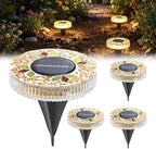2026 Upgraded Mosaic Solar Dish Lamp, Outdoor Waterproof Solar Floor Lamp, Used in Courtyard Corridor, Yellow, 4 Pack by Unknown