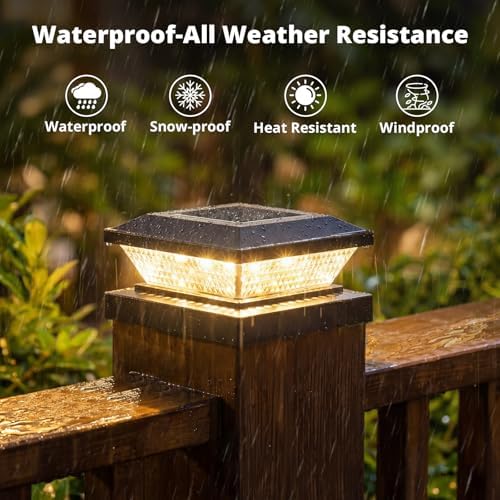 Mlambert 4x4 Solar Post Cap Lights Outdoor 16 Pack, Waterproof Solar Fence Light for Wooden/Vinyl Post, 2 Color Outside Deck Patio Porch Decor, Black - Image 3