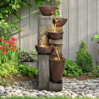 SunJet 5-Tier Cascading Indoor/Outdoor Water Fountain with LED Lights - 39.7" High Large Waterfall Floor Standing Fountain for Garden, Patio, Yard, and Deck Decor - Relaxing Outdoor Water Feature - Image 4
