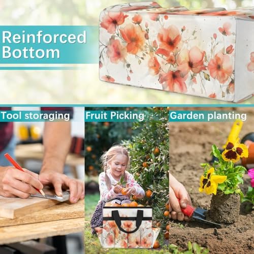 Garden Tool Bag Organizer Garden Tote Bag with Pockets Poppy Watercolor Tool Storage Organizer Gardening Tool Kit Holder 13" x 6.8" x 2.8" - Image 6