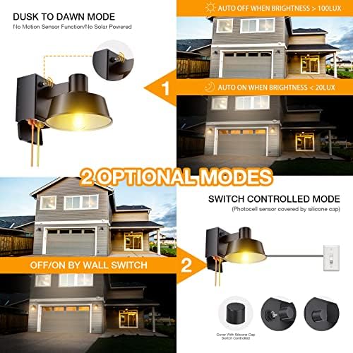 Ehaho Porch Lights with Outlet for Front Door, Dusk to Dawn, IP65 (1 PC) - Image 3