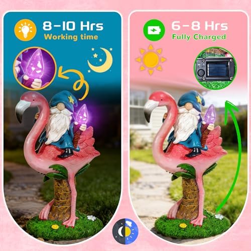 Gnome Flamingo Solar Garden Statue Outdoor Figurine Decor Lights - Image 6