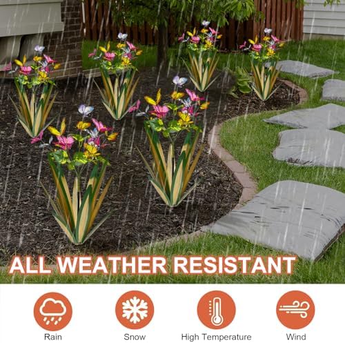 TOMBABY Garden Outdoor Butterfly Enlarge Thickened Wind Resistant Metal Agave Garden Art Metal Plant Country Sculpture Statue Decorations Ornaments Artificial Waterproof Butterflies(Light Green 2pcs) - Image 4