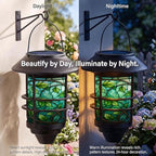 Solar Lanterns Outdoor Hanging Lights Stained Glass Leaves Glass Wall Lantern 2 Pack, Waterproof Decorative Solar Sconce with Wall Mount Kit for Garden Porch Fence Chicken Coop Summer Decor - Image 2