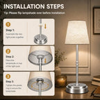 Rechargeable Cordless Table Lamp, Battery Operated Bedside Lamp, Silver - Image 6