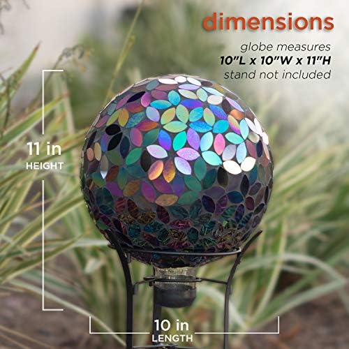 Alpine Corporation 10" Diameter Indoor/Outdoor Glass Mosaic Gazing Globe Yard Decoration, Purple Pearlized Petals Design - Image 4