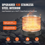 VEVOR 15.8 inch Smokeless Fire Pit Stove Bonfire, Wood Burning Fireplaces with Removable Ash Pan, SUS430 Stainless Steel Inner Portable Outdoor Firepit,for Outdoor Patio Camping High 15.4 inch - Image 3