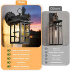 OKELI 2-Pack Dusk to Dawn Exterior Lighting Fixture, Farmhouse Outdoor Wall Lights with Ripple Glass, Aluminum Porch Light Wall Mount, Anti-Rust Outside Wall Sconce for House, Garage(Black&Gold-Trim) - Image 4