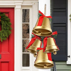 MorningRo 4 Pcs 8+6.5in Gold Giant Bells Extra Large Christmas Bells for Outside Decor for Xmas Tree Doors Firepalces Unique for Large Xmas Bell Ornaments Garland Indoor Outdoor by MorningRo