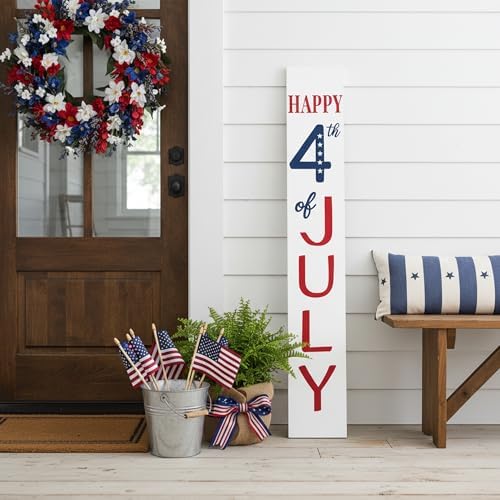 Calloway Mills 118864707 Happy 4th of July White Porch leaner, 47" x 7.25" - Image 2