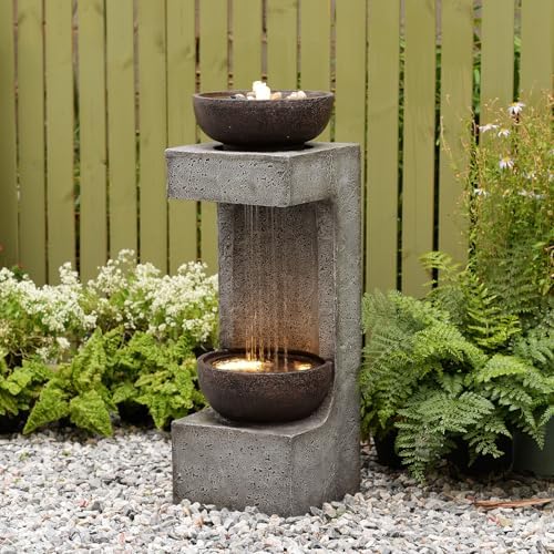 Sunlinua 34h Modern Outdoor Water Fountain with Rain Curtain by Sunlinua