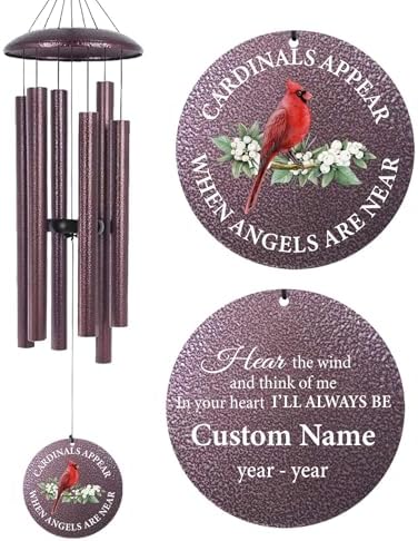 30"/36"/45" Cardinal Wind Chimes for Memorial Loss Loved One by Astarin