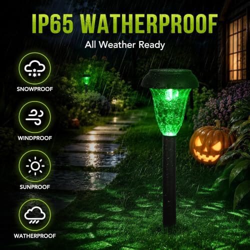 GIGALUMI Solar Halloween Lights Outdoor Waterproof Pathway Lights, 12 Pack - Image 3