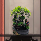 Tabletop Fountain Ornament, 110V Desktop Waterfall Fountain with LED Atomizer and Pond, Featuring Realistic Waterfall Artificial Trees, Rockery Water Fountains for Indoor Home Office Desk Decor (D) - Image 2