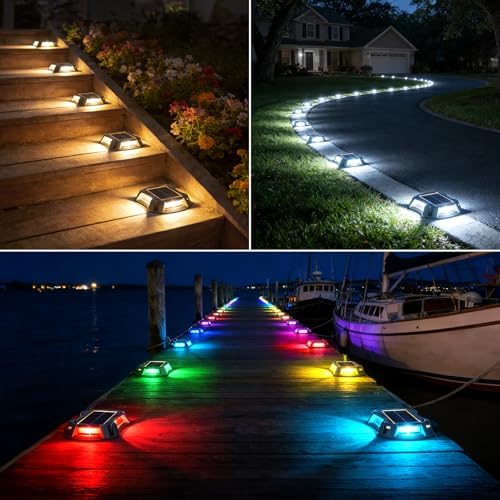 Solar Driveway Lights Deck Dock Lights Outdoor 12 Pack, 9 Colors in 1 - Image 2