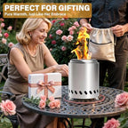 HGD Small Tabletop Fire Pit 8.8 x 8.6 in, Portable Mini Smokeless Table Top Firepit, Low Smoke Camping Stove for Outdoor & Patio, Fueled by Pellets or Wood, with Travel Bag, Stainless Steel, Silver - Image 2