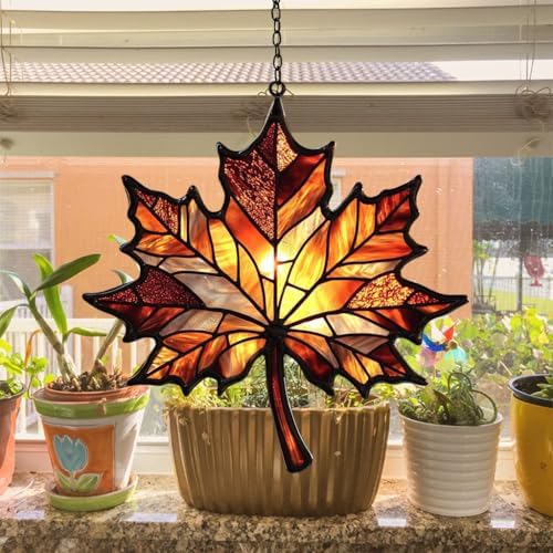 Autumn Maple Leaf Acrylic Suncatcher - Image 4