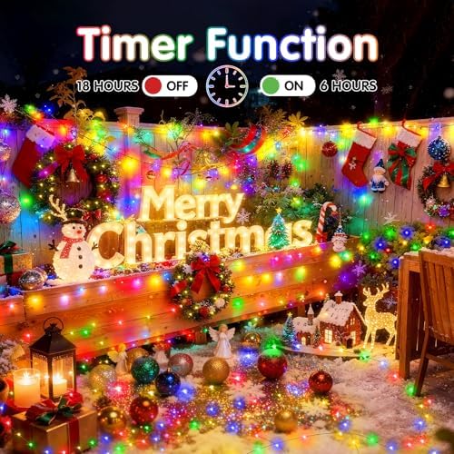 KNONEW 203FT 600LED Green Wire Outdoor Fairy Lights Plug in Multicolor Xmas - Image 4