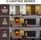 2 Pack Oil Rubbed Bronze Outdoor Wall Lights Fixtures with Motion Sensor Up Down Porch Lights Modern Dusk Dawn Exterior Sconce Wall Mount Outside Coach Lantern for House(With 4 Dimmable Warm Bulbs) - Image 3