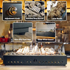 28" Propane Gas Fire Pit Side-Mounted, Portable Tabletop Fireplace, FP043 - Image 4