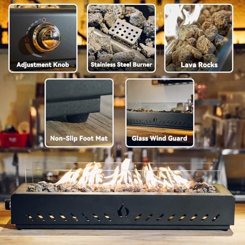 28" Propane Gas Fire Pit Side-Mounted, Portable Tabletop Fireplace, FP043 - Image 4
