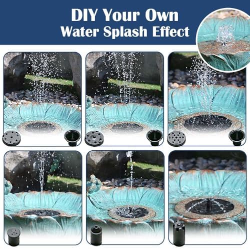 Outdoor Solar Bird Bath with Water Pump Fountain, Two Usage Modes for Hummingbird, 16.9"W Solar Powered Birdbath, Sunflower with bird, 7 nozzles Water Feature for Garden Backyard Decor (Peacock Blue) - Image 6