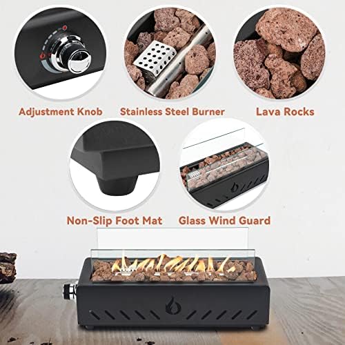 18" Propane Gas Fire Pit Side-Mounted, Portable Tabletop Fireplace, FP026 - Image 6