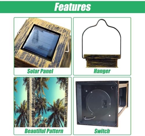 Solar Lantern Palm Trees Tropical Climate Coconut Landscape Outdoor Waterproof Hanging Solar Light Outside Lights for Patio Yard House Lawn Decor Birthday Gifts for Women Mom - Image 3