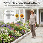 Topadorn Metal Sunflower Garden Stakes, 2 Pack 39" Fall Outdoor Decor - Image 2