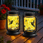 2 Pack Hummingbird Solar Lantern Outdoor Garden Decor,Birthday Gifts for Women Mom Grandma, Waterproof Hanging Vintage Glass Mason Jar Outside for Yard,Patio, Backyard,Porch,Tree, Pathway by Vcdsoy