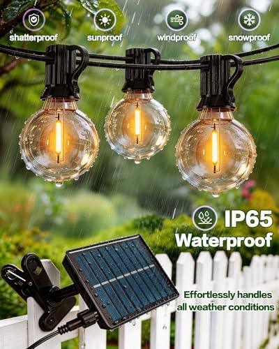 30FT Solar String Lights Outdoor, G40 LED Waterproof with Remote - Image 3