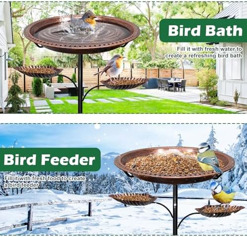 Bird Bath for Outside,2-in-1 Detachable Bird Feeder,Antique Bronze - Image 6