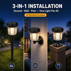 Solar Pathway Lights Outdoor 4 Pack, 3-in-1 Ground Wall Post Mount - Image 2