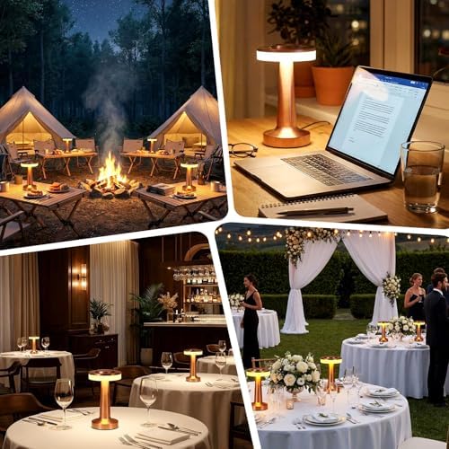 Riakrum 8 Pcs LED Cordless Table Lamp Bulk Rechargeable,Rose Gold - Image 6