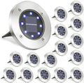 LYHOPE Solar Ground Lights Outdoor, 16 Pack 8 LED Solar Disk Lights Waterproof Garden In-ground Pathway Lights Landscape Lighting for Lawn,Yard,Deck,Patio,Walkway (Blue) by LYHOPE