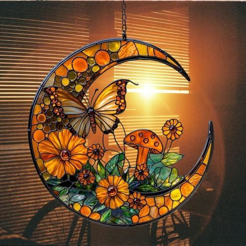 Boho Forest Mushroom Butterfly Acrylic Suncatcher - Image 7